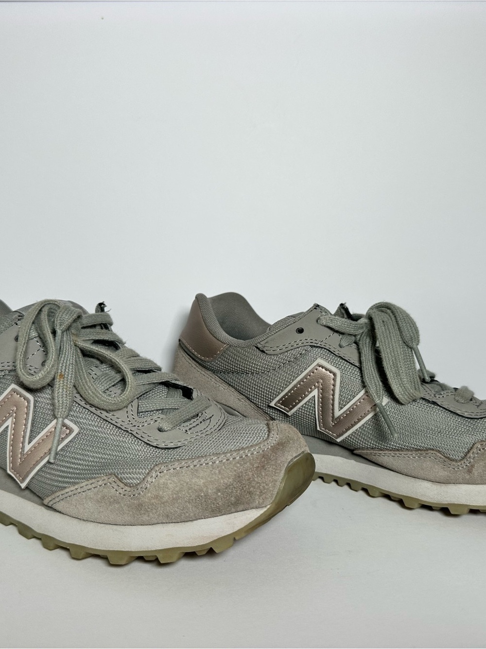 New Balance 515 Women’s Gray Suede & Mesh Sneakers with Metallic 'N'